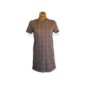 Zara Trafaluc dress short sleeve beige black red pattern small